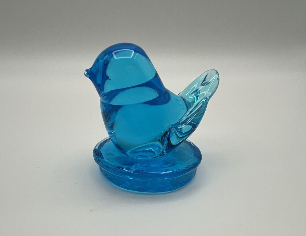 Bluebird of Happiness Art Glass Figurine 2” Signed Dated 1992 Leo Ward Vintage
